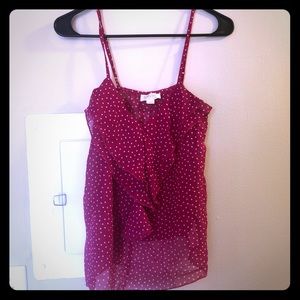 Pink and white polka dot top